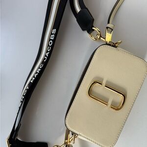 Marc Jacobs Cream and Black Snap Shot Crossbody Bag